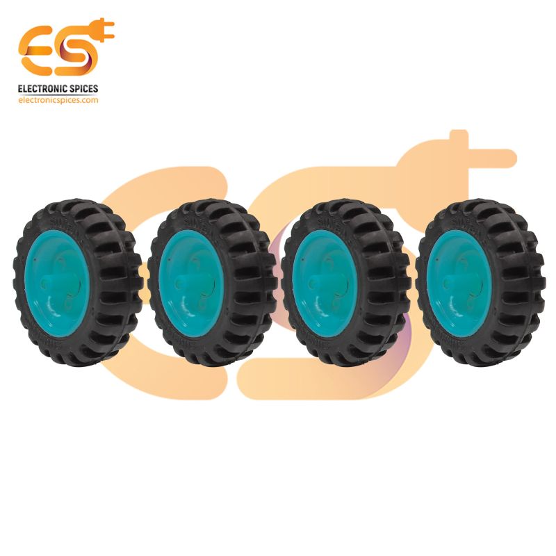 40mm x 12mm Blue Robotics Toy Smart Car Wheel | Durable Plastic Tyre with Grip Pack of 4